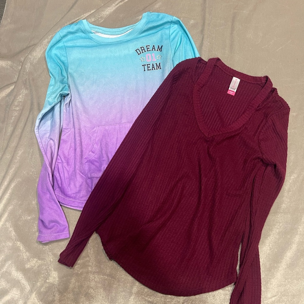 Wonder Nation Blue and Purple Ombre & Burgundy Long Sleeve Tees